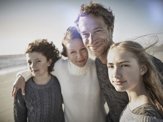 Familienfoto am Strand