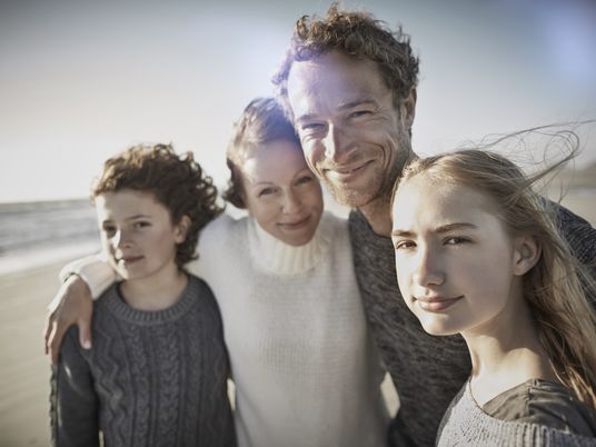 Familienfoto am Strand